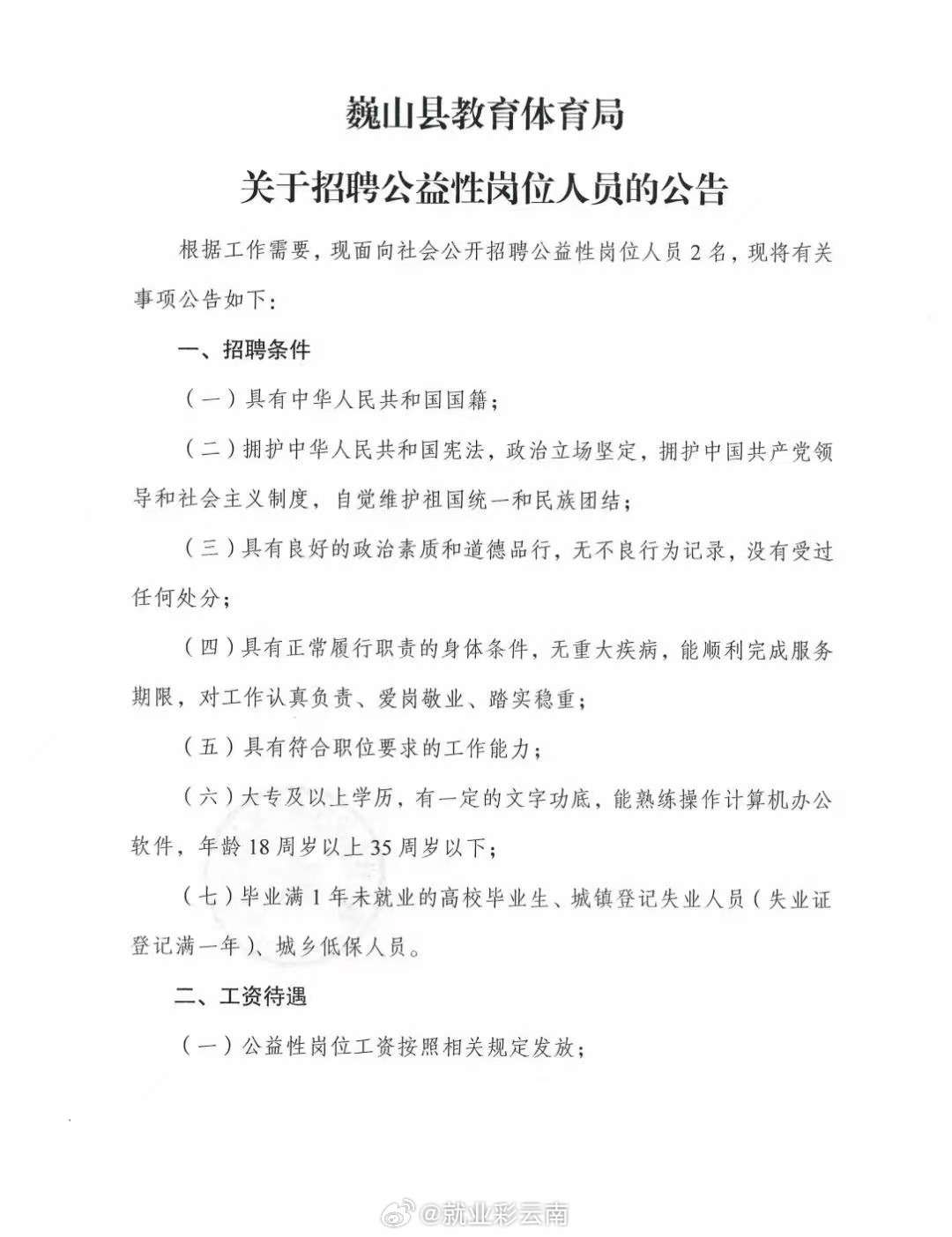 巍山彝族回族自治县财政局招聘公告详解